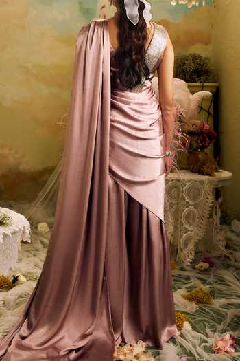 Studio22 By Pulkita Arora Bajaj Draped Cross-Over Sash Jumpsuit Saree For Kids