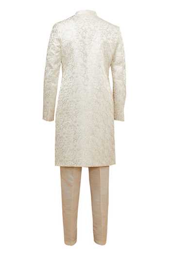 Rng Safawala Zari Embroidered Achkan Set For Kids
