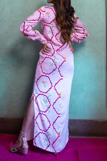 Amrood Floral Jaal Slit Dress For Kids