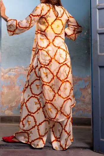 Amrood Floral Jaal Yellow Kurta For Kids
