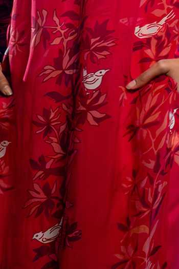 Amrood Pink Satin Embroidery Floral Blossom Straight Kurta For Kids Online at Aza Fashions Amrood_Pink Satin Embroidery Floral Blossom Straight Kurta For Kids_Online_at_Aza_Fashions