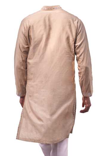 Kaaj Button X AZA Gold Leather Applique Kurta Set For Kids