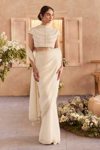 Studio22 By Pulkita Arora Bajaj Bellina Pre-Draped Saree With Embellished Blouse