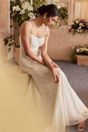 Buy_Studio22 By Pulkita Arora Bajaj_White Silk, Organza Beads, Pearls Sweetheart Neck Iris Embroidered Gown _Online_at_Aza_Fashions