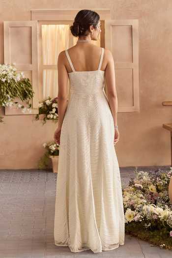 Studio22 By Pulkita Arora Bajaj Iris Pearl Embroidered Gown 