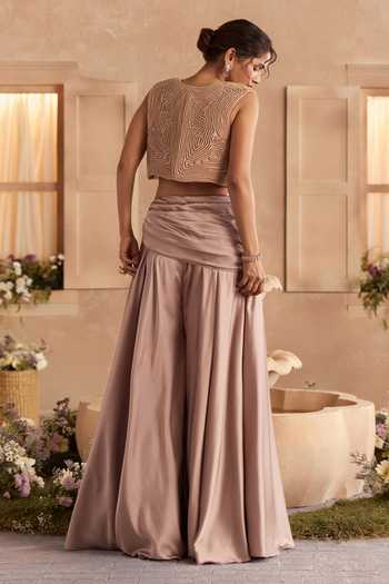 Studio22 By Pulkita Arora Bajaj Jasmine Textured Jacket & Fluid Draped Skirt Set