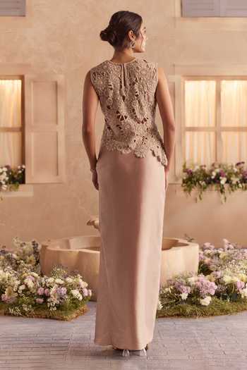 Studio22 By Pulkita Arora Bajaj Meher Embroidered Top & Fluid Draped Skirt Set 