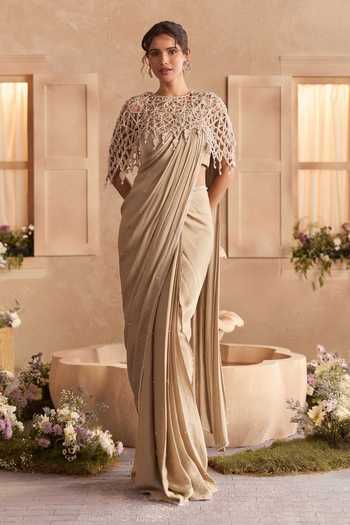 Studio22 By Pulkita Arora Bajaj Octavia Pre-Draped Saree Set With Embroidered Cape