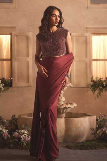 Studio22 By Pulkita Arora Bajaj Valentina Pre-Draped Saree With Beaded Blouse