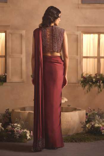 Studio22 By Pulkita Arora Bajaj Valentina Pre-Draped Saree With Beaded Blouse