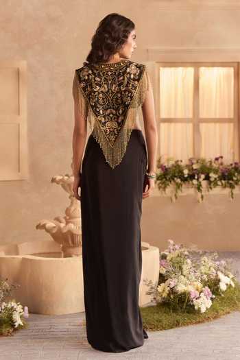 Studio22 By Pulkita Arora Bajaj Zoe Embellished Cape & Draped Skirt Set