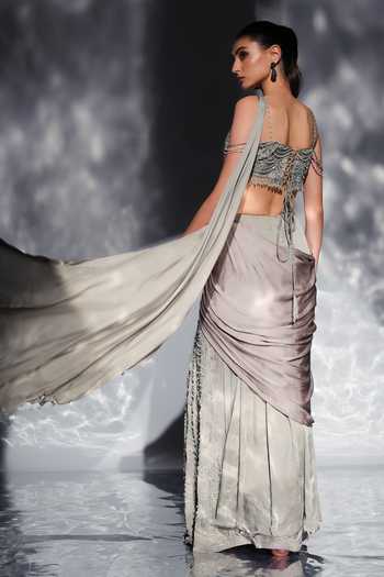 Jade By Ashima Opaline Dusk Pre-Draped Saree With Blouse 