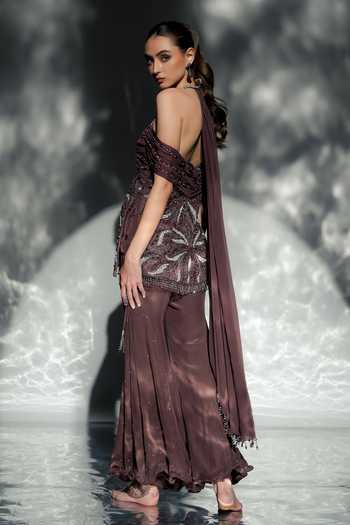 Jade By Ashima Noor Draped Embroidered Kurta & Sharara Set