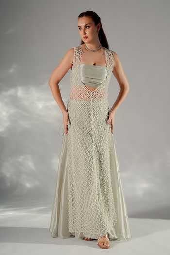 Jade By Ashima Luna Pearl Woven Jacket & Sharara Set