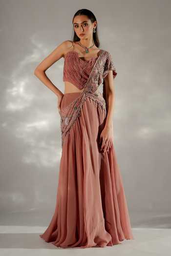 Jade By Ashima Moon Veil Pre-Draped Saree With Corset 