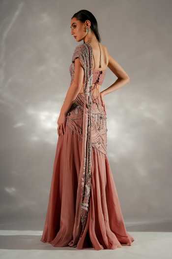 Jade By Ashima Moon Veil Pre-Draped Saree With Corset 