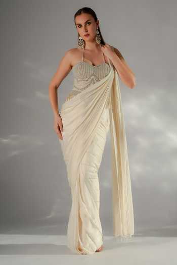 Jade By Ashima Luminara Pre-Draped Saree With Embellished Corset 