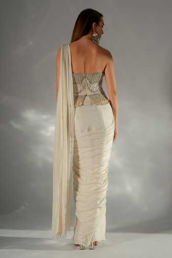 Jade By Ashima Luminara Pre-Draped Saree With Embellished Corset 