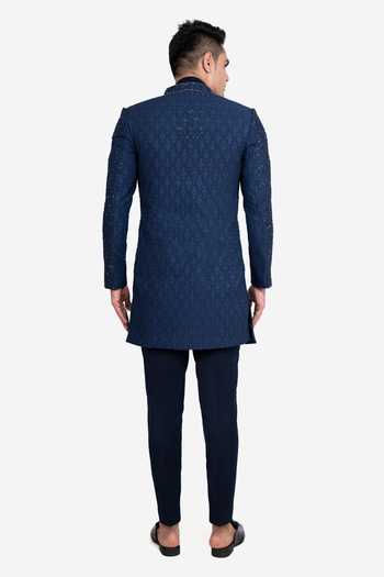 Sven Suits Embroidered Silk Bandhgala Jacket & Pant Set 