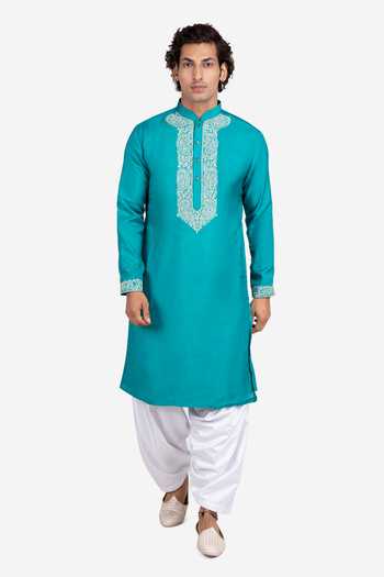 Sven Suits Paisley Thread Embroidered Placket Kurta Set 