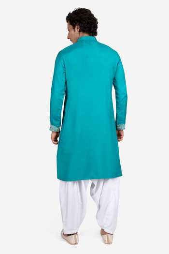 Sven Suits Paisley Thread Embroidered Placket Kurta Set 