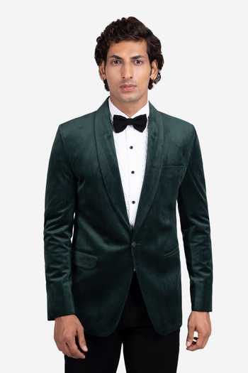 Buy_Sven Suits_Green Velvet Shawl Lapel Tuxedo Set _Online_at_Aza_Fashions