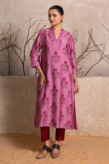 Haute Mess Silk Chanderi Print Kurta & Pant Set 