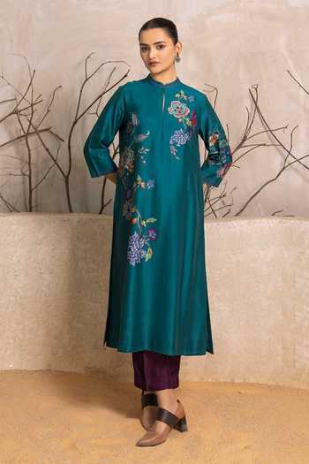 Haute Mess Silk Chanderi Floral Print Tunic Set 