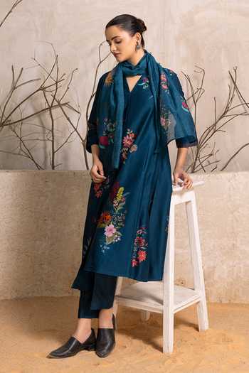 Haute Mess Silk Chanderi Floral Print Tunic Set 