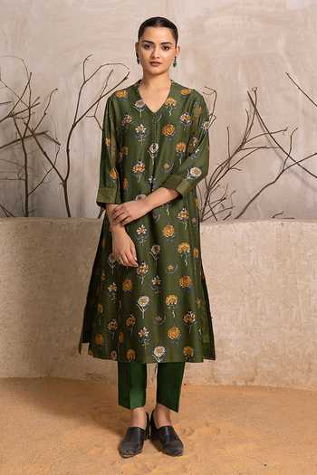 Haute Mess Silk Chanderi Print Tunic Set 