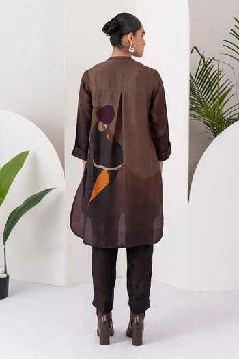 Haute Mess Silk Chanderi Printed Shirt Kurta Set 