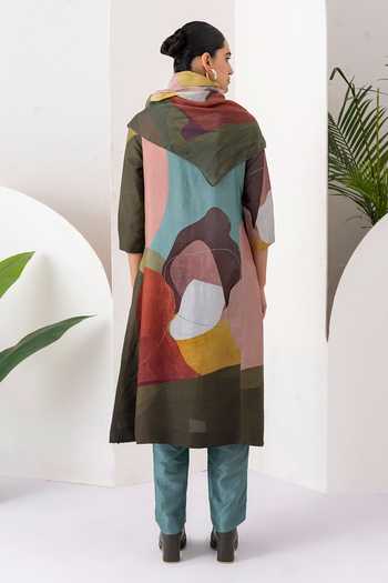 Haute Mess Silk Chanderi Printed Tunic Set 
