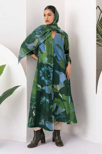 Haute Mess Silk Chanderi Printed Kurta Set 