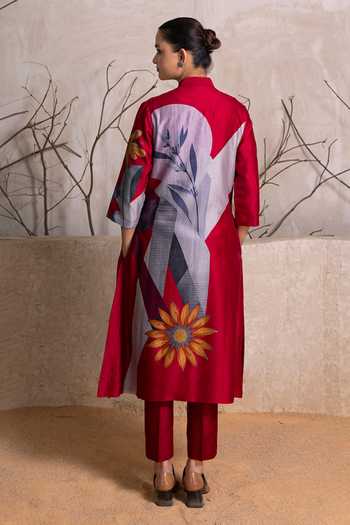 Haute Mess Printed Silk Chanderi Kurta & Pant Set 