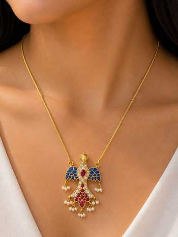 Queens Jewels Kundan Pendant Bird Necklace