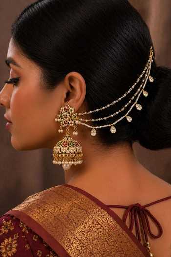 Queens Jewels Layered Kundan Pair Of Ear Chains 