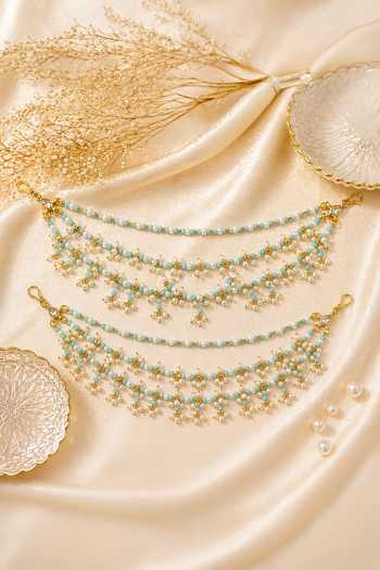 Queens Jewels Sitara Aqua Blossom Pair of Ear Chains