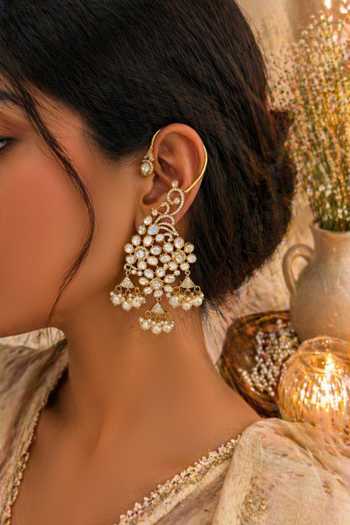 Queens Jewels Gulnaar Pair of Dangling Ear Cuff Earrings 