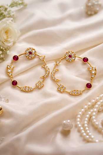 Queens Jewels Ruby Noor Kundan Chakra Earrings 