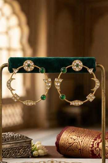 Queens Jewels Emerald Noor Kundan Chakra Earrings