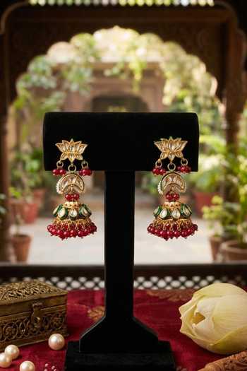 Queens Jewels Zehra Ruby Kundan Jhumka Earrings 