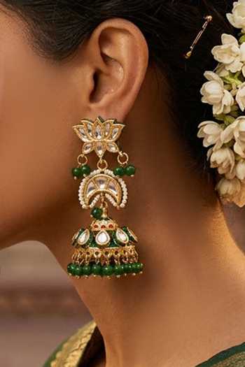 Queens Jewels Zehra Kundan Jhumka Earrings 