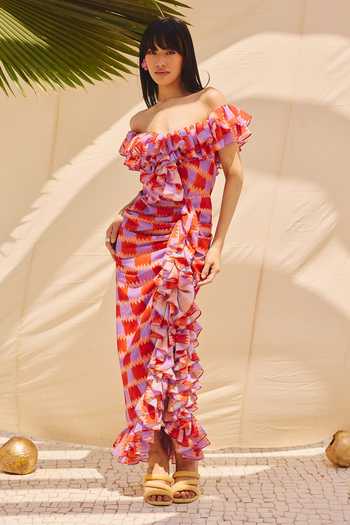 Shop ZiP by Payal & Zinal Multi Color Cotton, Linen V-neck Crazy Checks Summer Dress Online at Aza Fashions Shop_ZiP by Payal & Zinal_Multi Color Cotton, Linen V-neck Crazy Checks Summer Dress _Online_at_Aza_Fashions