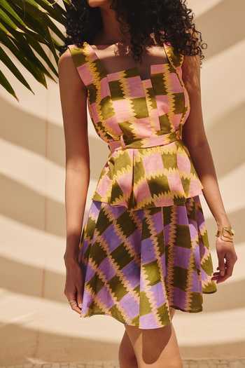 Buy ZiP by Payal & Zinal Multi Color Cotton, Linen Square Neck Pop Blocks Checkered Top Online at Aza Fashions Buy_ZiP by Payal & Zinal_Multi Color Cotton, Linen Square Neck Pop Blocks Checkered Top _Online_at_Aza_Fashions