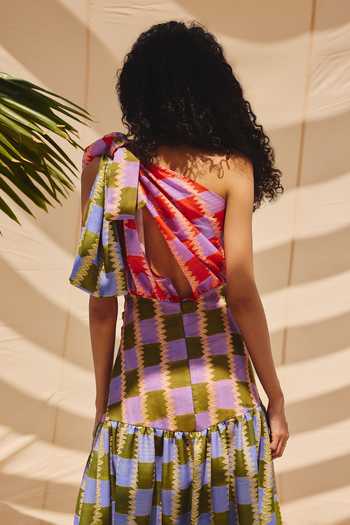 ZiP by Payal & Zinal Scarlet Haze One Shoulder Long Dress 