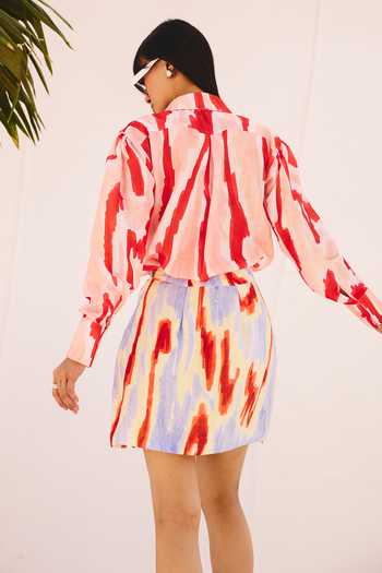 ZiP by Payal & Zinal Spectrum Printed Top & Wrap Skirt Set
