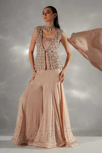 Jade By Ashima Crysty Embroidered Jacke Kali Sharara Set