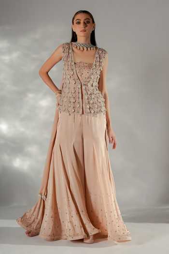 Jade By Ashima Crysty Embroidered Jacke Kali Sharara Set