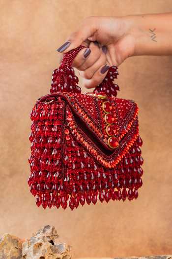 Buy Nayaab By Sonia Red Chevron Crystal Kasse Wine Bag Online at Aza Fashions Buy_Nayaab By Sonia_Red Chevron Crystal Kasse Wine Bag _Online_at_Aza_Fashions