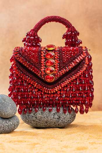Shop Nayaab By Sonia Red Chevron Crystal Kasse Wine Bag Online at Aza Fashions Shop_Nayaab By Sonia_Red Chevron Crystal Kasse Wine Bag _Online_at_Aza_Fashions